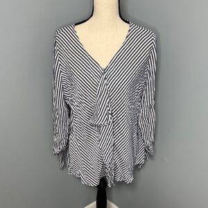 Chico's Women’s Blue/White Striped Blouse Sz 2/M